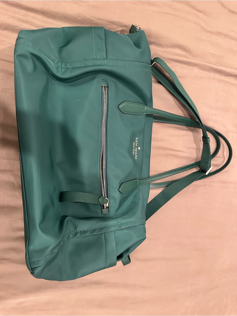 kate spade teal green shoulder tote